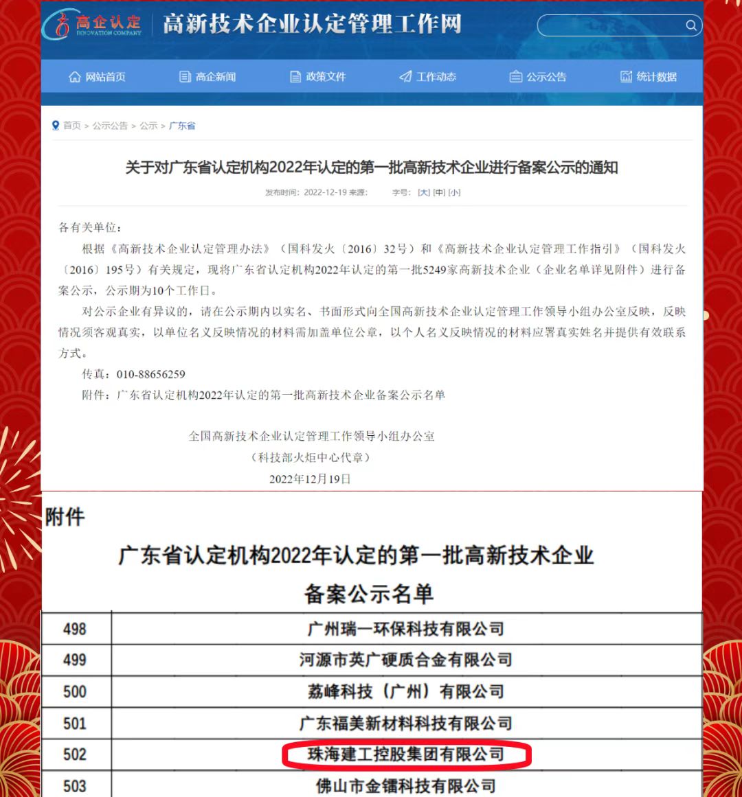 再傳喜報(bào)！珠海建工集團(tuán)獲評(píng)“高新技術(shù)企業(yè)”~
